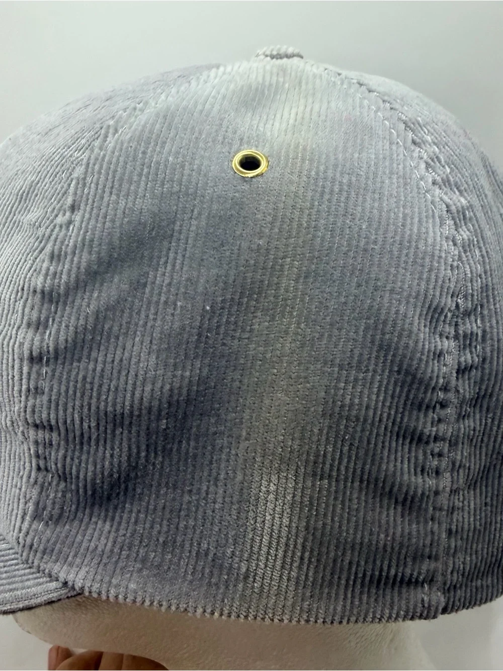 Vintage Morton Buildings Gray Corduroy USA Made Size-A-just SnapBack Cap